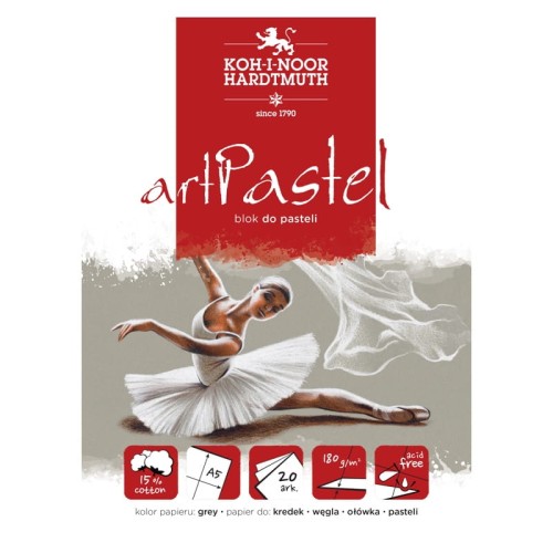 Przejdź do produktu Blok do pasteli A5 KOH-I-NOOR artPastel - 180 g/m² - 20 ark. - szary