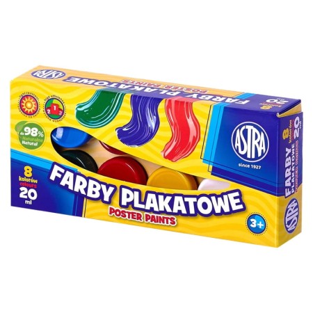 Farby plakatowe ASTRA - 8 kolorów - 20 ml