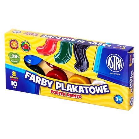 Farby plakatowe ASTRA - 8 kolorów - 10 ml