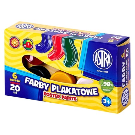 Farby plakatowe ASTRA - 6 kolorów - 20 ml
