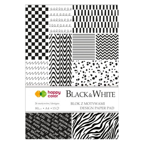 Przejdź do produktu Blok z motywami A4 HAPPY COLOR Black & White - 80 g/m² - 15 ark.