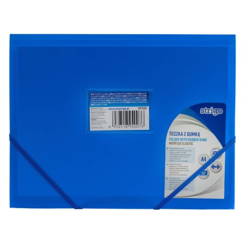 Przejdź do produktu Teczka plastikowa z gumką A4 STRIGO - niebieska