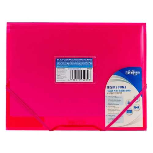 Przejdź do produktu Teczka plastikowa z gumką A4 STRIGO - różowa