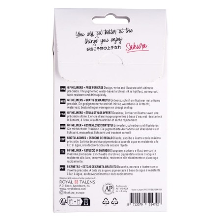 Cienkopisy SAKURA Pigma Micron Black Edition - 6 sztuk + futerał