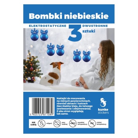 Bombki elektrostatyczne dwustronne KUNKE - niebieskie
