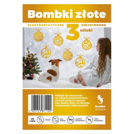 Bombki elektrostatyczne dwustronne KUNKE - złote