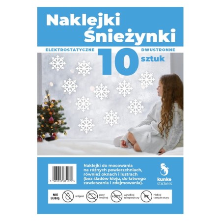 Śnieżynki elektrostatyczne dwustronne KUNKE Stickers - białe