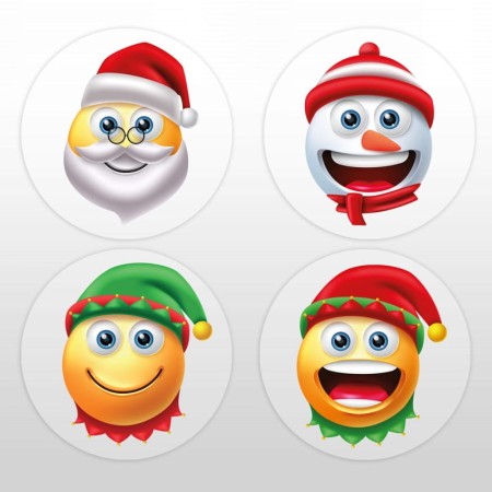 Naklejki emotikony świąteczne elektrostatyczne KUNKE Stickers