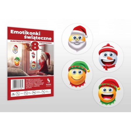 Naklejki emotikony świąteczne elektrostatyczne KUNKE Stickers