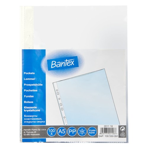 Przejdź do produktu Koszulka krystaliczna A5 BANTEX - 45 mic - 100 szt.