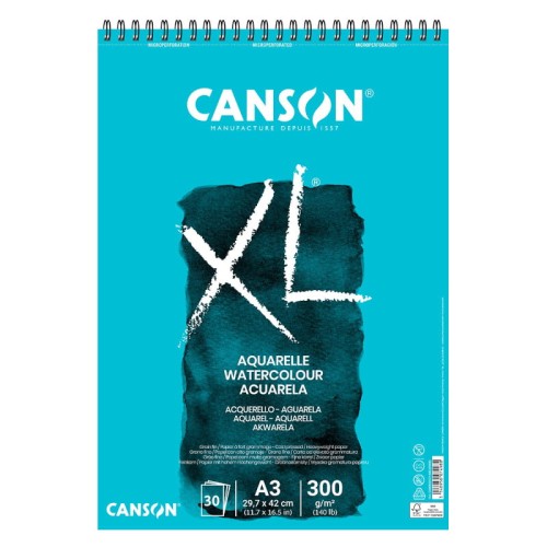 Przejdź do produktu Blok do akwareli na spirali A3 CANSON XL Aquarelle - 300 g/m² - 30 ark.