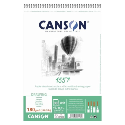 Przejdź do produktu Blok rysunkowy na spirali  A4+ CANSON 1557 - 180 g/m² - 30 ark.