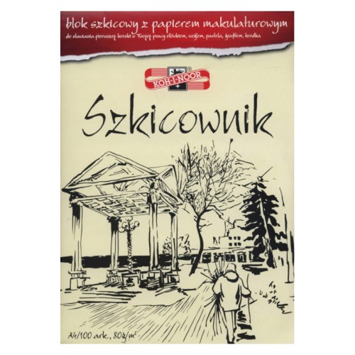 Przejdź do produktu Blok szkicowy A4 KOH-I-NOOR makulaturowy - 80 g/m² - 100 ark.