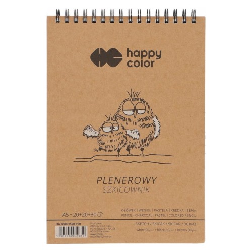 Przejdź do produktu Szkicownik na spirali A5 HAPPY COLOR Plenerowy - 90+80 g/m² - 70 ark.
