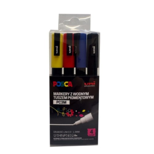 Przejdź do produktu Zestaw markerów POSCA PC-3M - 4 kolory