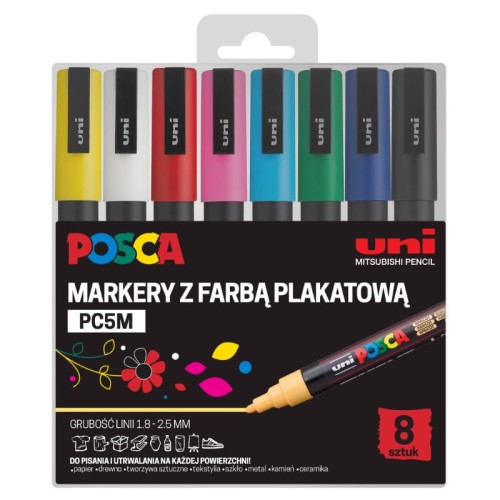 Przejdź do produktu Zestaw markerów POSCA PC-5M - 8 kolorów