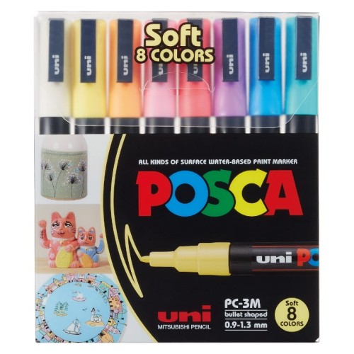 Przejdź do produktu Zestaw markerów pastelowych POSCA PC-3M - 8 kolorów