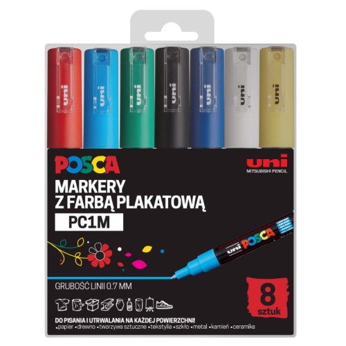 Przejdź do produktu Zestaw markerów POSCA PC-1M - 8 kolorów
