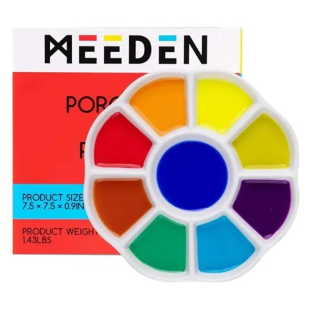 Paleta malarska ceramiczna MEEDEN - okrągła, 9 zagłębień - 20 cm