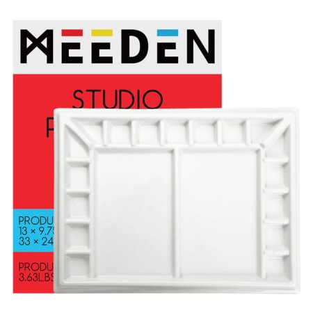 Paleta malarska ceramiczna MEEDEN - prostokątna, 19 komór - 25x33 cm