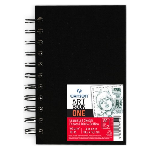 Przejdź do produktu Szkicownik na spirali 10,2x15,2 cm CANSON ArtBook One - 100 g/m² - 80 ark.
