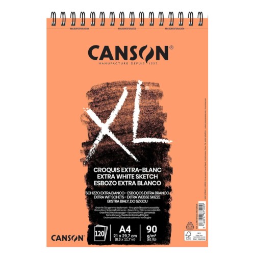 Przejdź do produktu Blok szkicowy na spirali A4 CANSON XL Extra White - 90 g/m² - 120 ark.