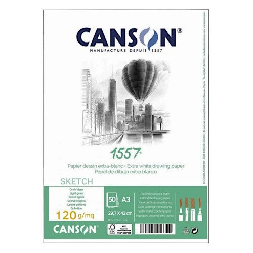 Przejdź do produktu Blok szkicowy A3 CANSON 1557 - 120 g/m² - 50 ark.
