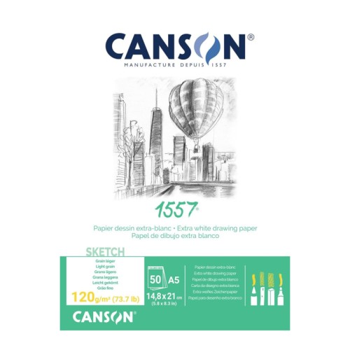 Przejdź do produktu Blok szkicowy A5 CANSON 1557 - 120 g/m² - 50 ark.