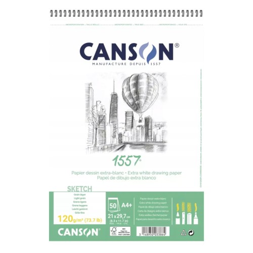 Przejdź do produktu Blok szkicowy na spirali A4 CANSON 1557 - 120 g/m² - 50 ark.