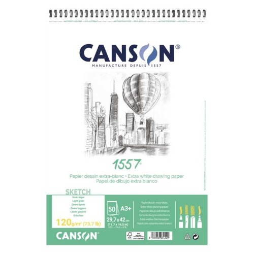 Przejdź do produktu Blok szkicowy na spirali A3 CANSON 1557 - 120 g/m² - 50 ark.