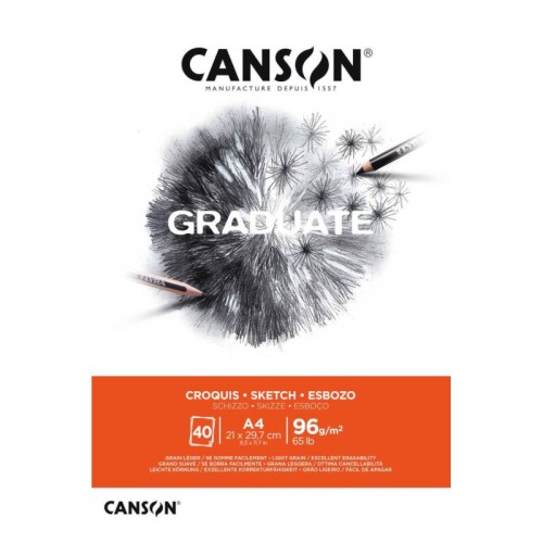 Przejdź do produktu Blok szkicowy A4 CANSON Graduate - 96 g/m² - 40 ark.