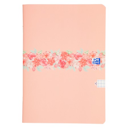 Zeszyt w kratkę A5 OXFORD Flowers - 90 g/m² - 60 kartek - PASTELOWY POMARAŃCZOWY