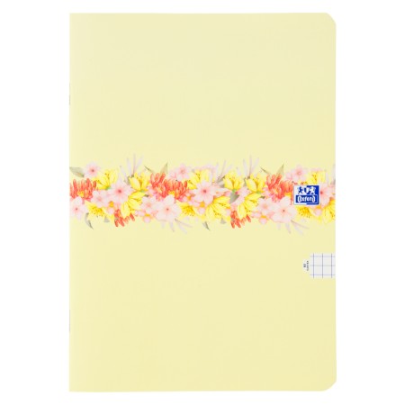 Zeszyt w kratkę A5 OXFORD Flowers - 90 g/m² - 60 kartek - PASTELOWY ŻÓŁTY