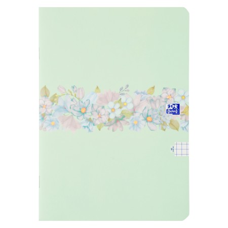 Zeszyt w kratkę A5 OXFORD Flowers - 90 g/m² - 60 kartek - PASTELOWY ZIELONY