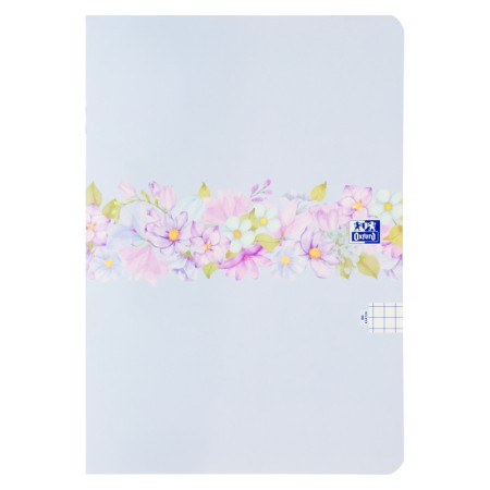 Zeszyt w kratkę A5 OXFORD Flowers - 90 g/m² - 60 kartek - PASTELOWY NIEBIESKI