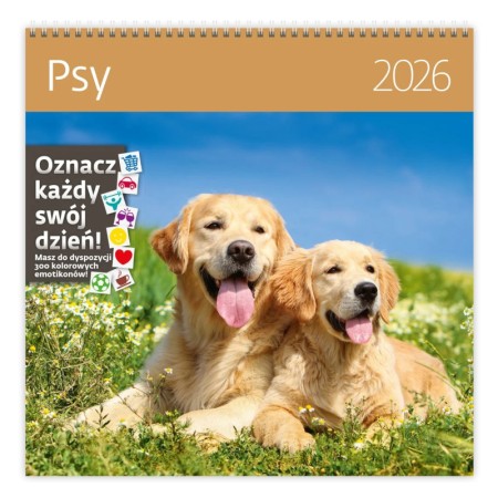 Kalendarz ścienny 2026 HELMA 365 z naklejkami - Psy