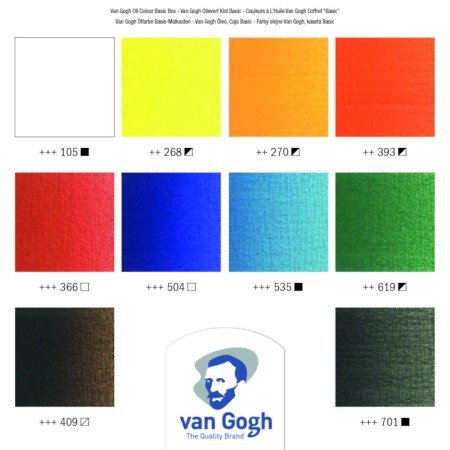 Zestaw farb olejnych VAN GOGH - 40 ml - 10 kolorów - drewniana walizka + akcesoria