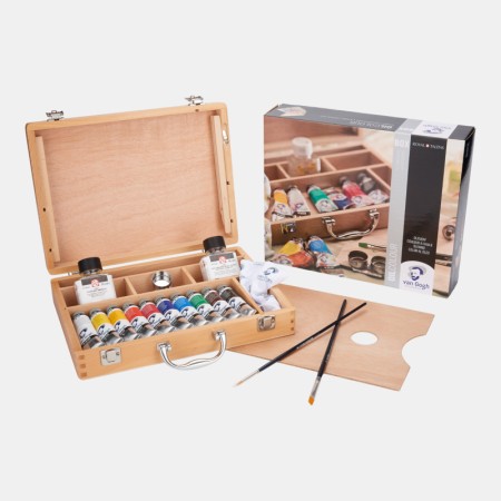 Zestaw farb olejnych VAN GOGH - 40 ml - 10 kolorów - drewniana walizka + akcesoria
