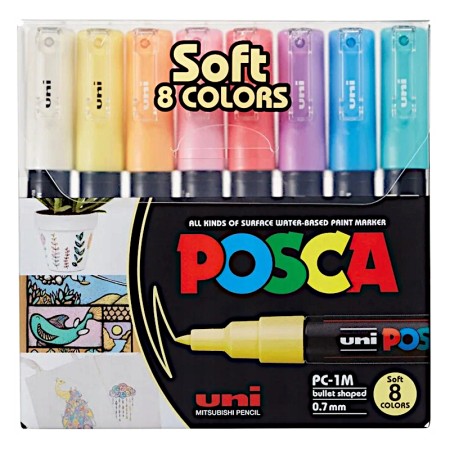 Zestaw markerów pastelowych POSCA PC-1M - 8 kolorów