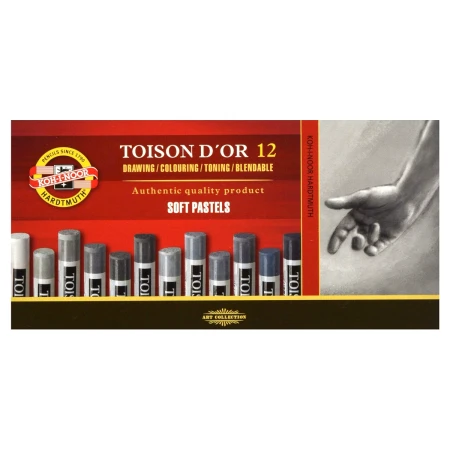 Pastele suche KOH-I-NOOR TOISON D'OR - odcienie szarości - 12 kolorów