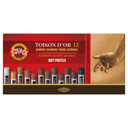 Pastele suche KOH-I-NOOR TOISON D'OR - odcienie brązu - 12 kolorów
