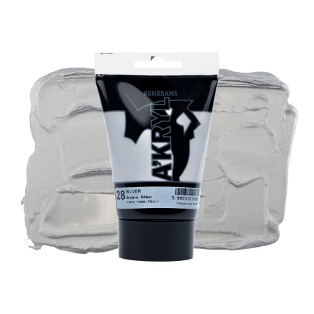 Farba akrylowa RENESANS A'KRYL 100 ml (28 - srebro)