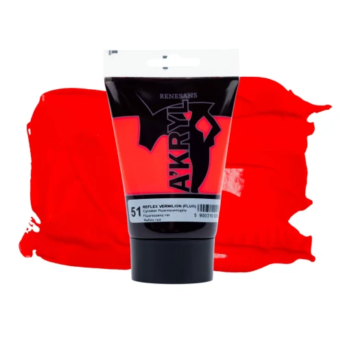 Przejdź do produktu Farba akrylowa RENESANS A'KRYL 100 ml (51 - cynober fluorescencyjny)