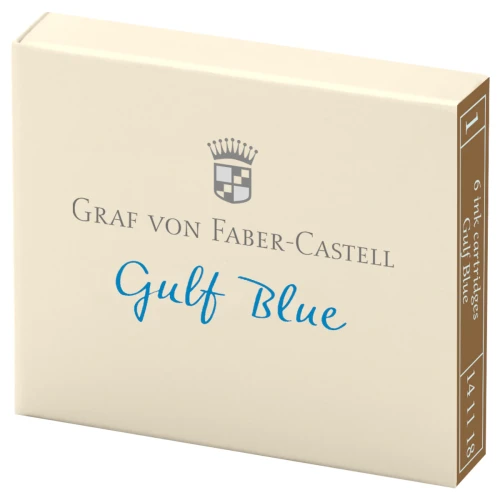 Przejdź do produktu Naboje atramentowe GRAF VON FABER-CASTELL - Gulf Blue (niebieski) - 6 szt.