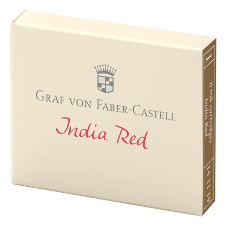 Naboje atramentowe GRAF VON FABER-CASTELL - India Red (czerwony) - 6 sztuk - 141119