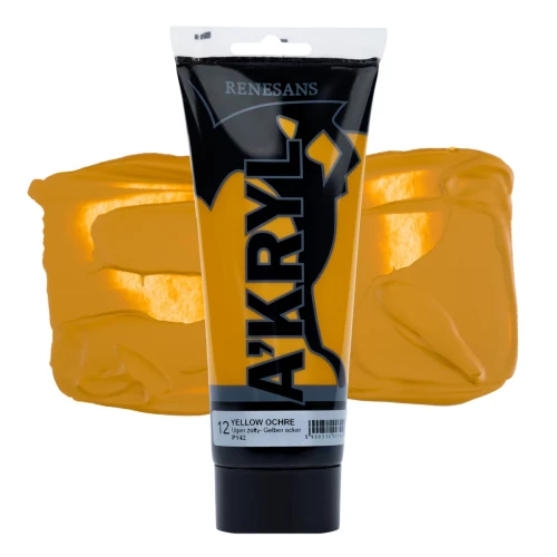Przejdź do produktu Farba akrylowa RENESANS A'KRYL 200 ml (12 - ugier żółty)