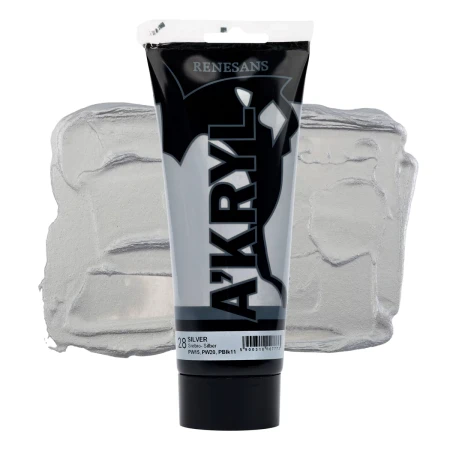 Farba akrylowa RENESANS A'KRYL 200 ml (28 - srebro)