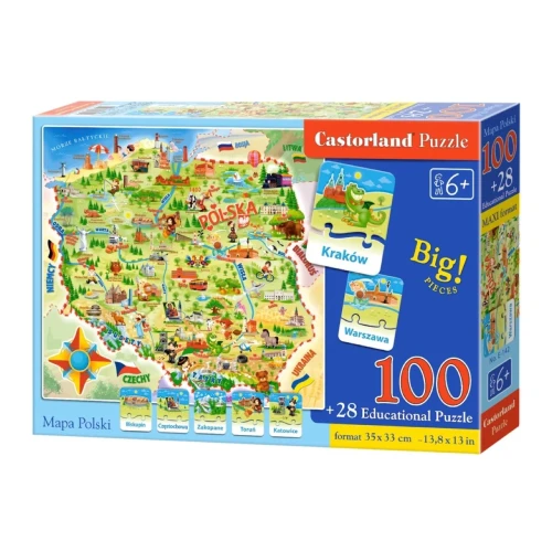 Przejdź do produktu Puzzle edukacyjne CASTORLAND 100 - Mapa Polski