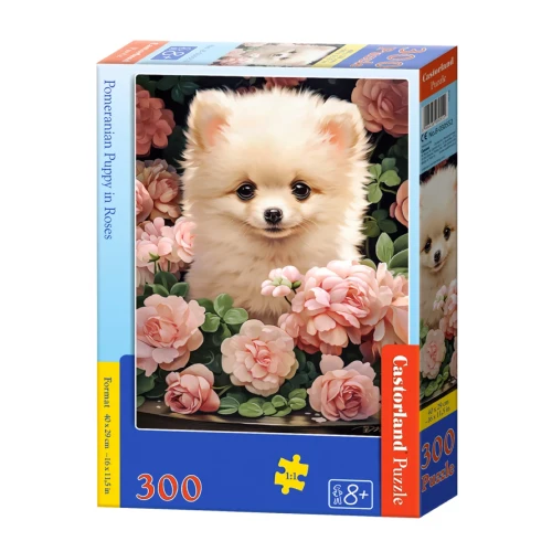 Przejdź do produktu Puzzle CASTORLAND 300 - Pomeranian Puppy in Roses