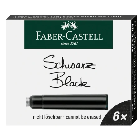 Naboje atramentowe FABER-CASTELL - czarny - 6 sztuk - 185507